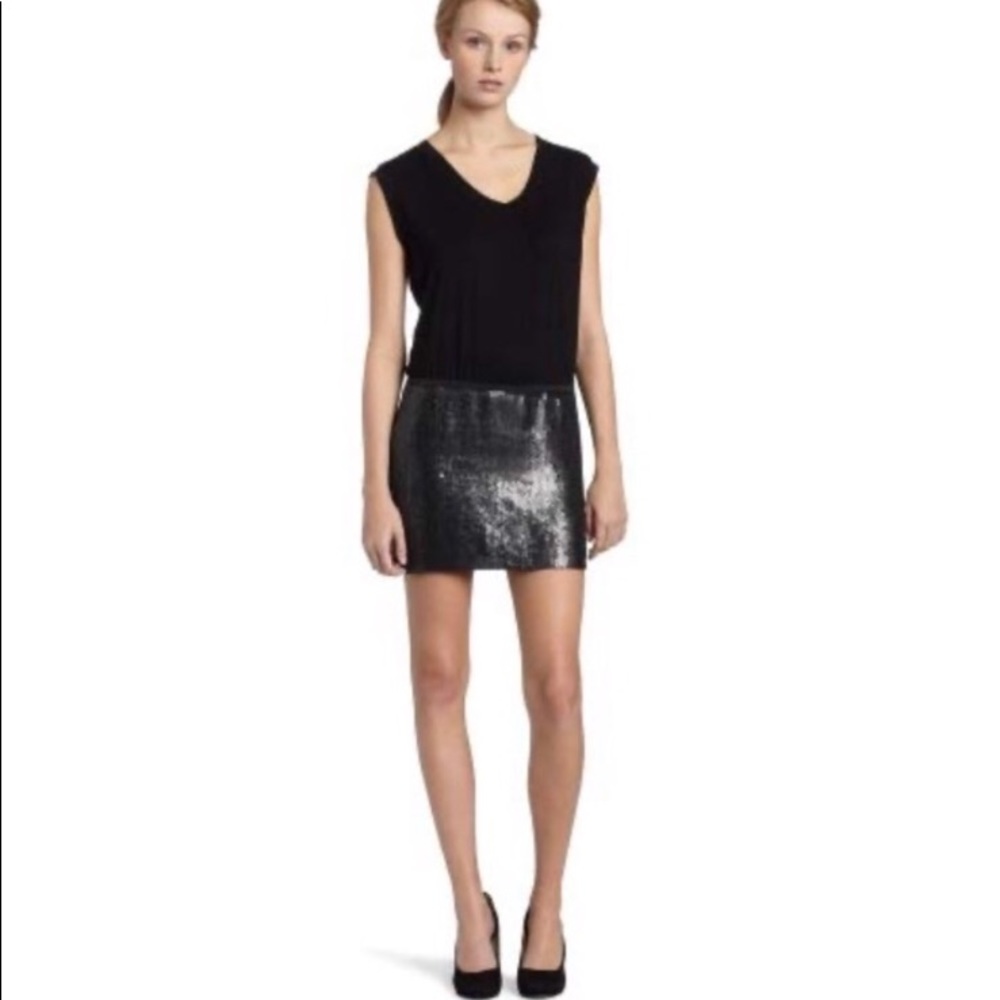 BCBGMAXAZRIA Black Sequin Pocket Tee Dress
